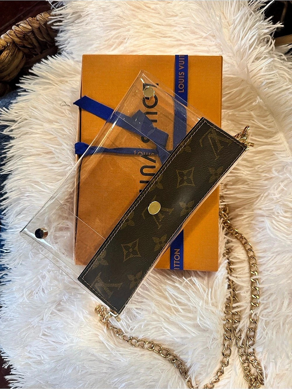 LV repurposed Monogram Chain Shoulder Bag in Brown & Gold